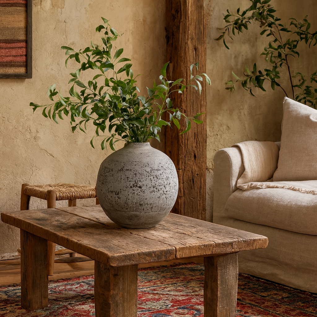 Sunvale Weathered Stoneware Round Ceramic Vase