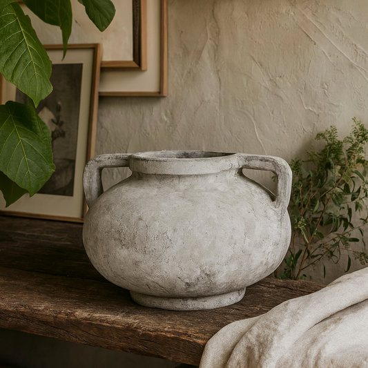 Meadowhaze Stone Pelike Soft Grey Ceramic Pot