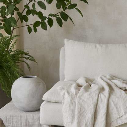 Terra Small White Stoneware Textured Ceramic Globe Vase