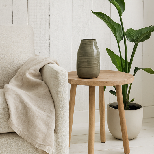 Sagebloom Large Grey Glazed Ceramic Short Bottle Vase Crackle Effect