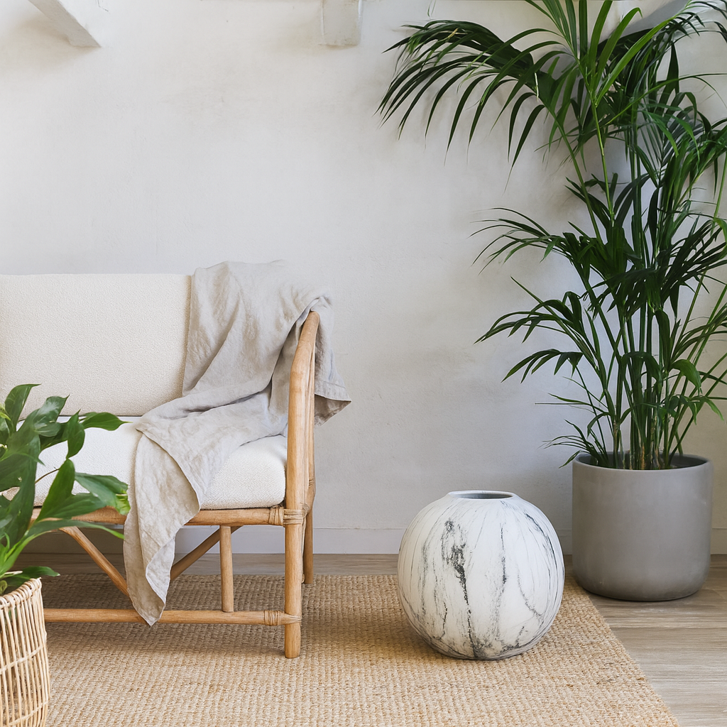 Marble Glazed Round Ceramic Vase