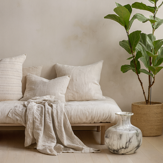 Marble Glaze Squat Ceramic Vase