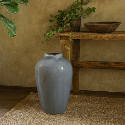 Bloomwood Grey Glazed Tall Ceramic Vase Crackle Effect
