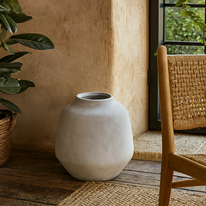 Terra White Stoneware Ople Textured Ceramic Vase