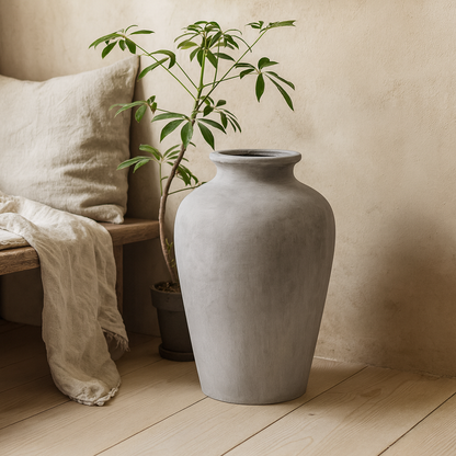 Terra Organic White Stoneware Textured Ceramic Vase