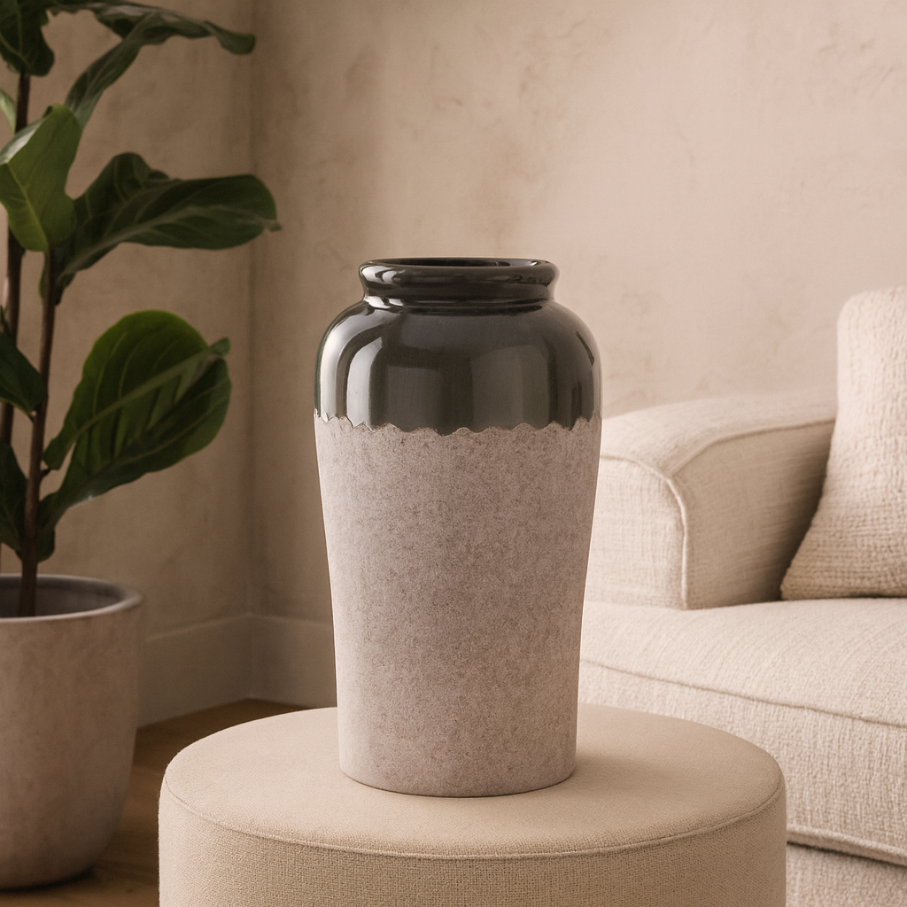 Meadowthorn Grey Ombre Glazed Ceramic Vase