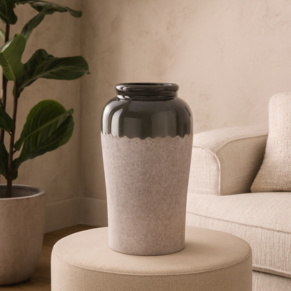 Meadowthorn Grey Ombre Glazed Ceramic Vase