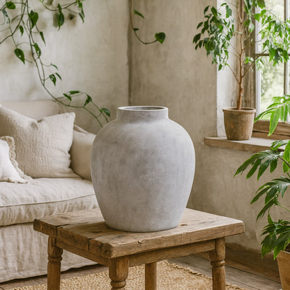 Terra White Stoneware Textured Ceramic Vase