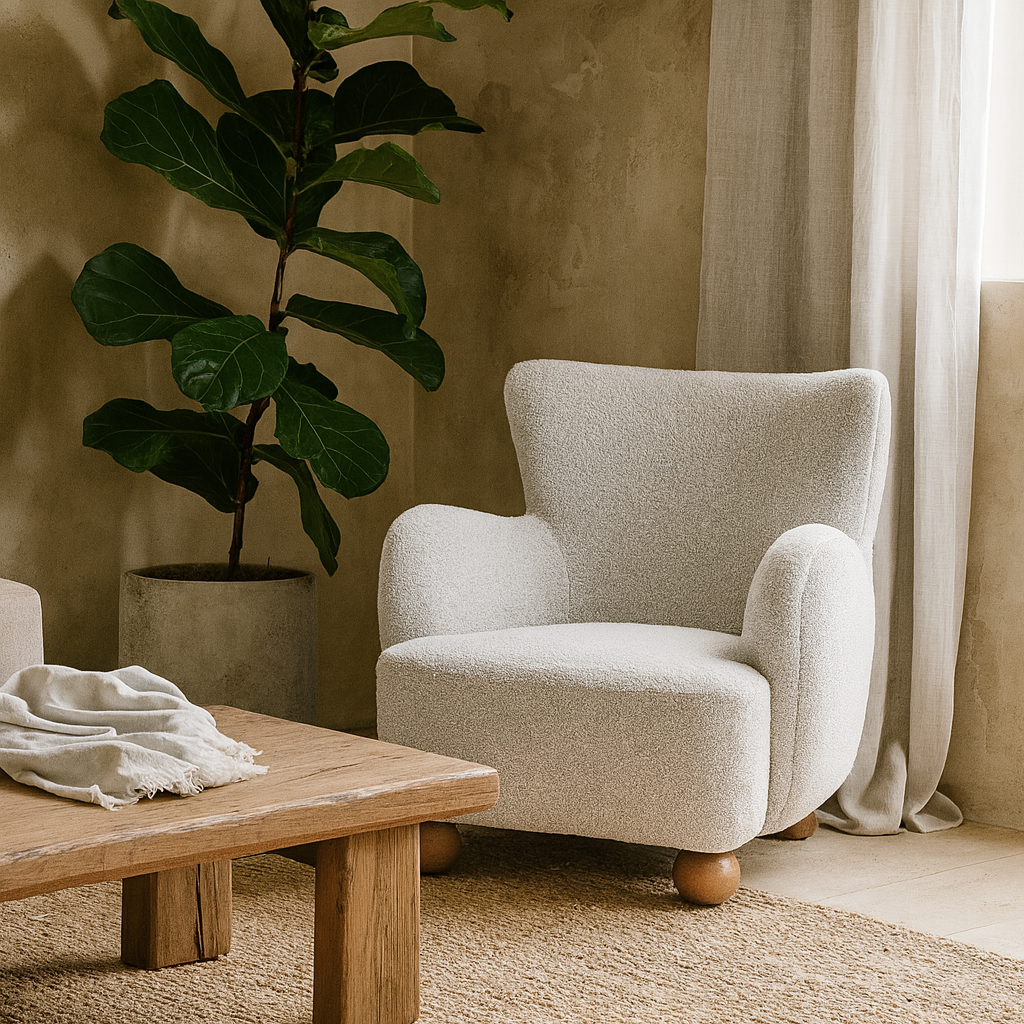 Stamford Greige Large Accent Armchair Wooden Feet