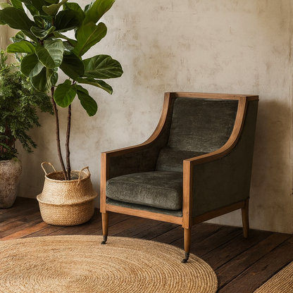 Jersey Mid Century Grey Velvet Accent Armchair