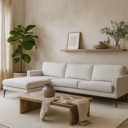 Nashville Minimalist White Upholstered Three Seater Sofar with Footstool Black Metal Legs