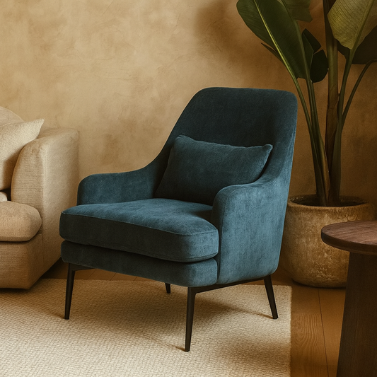 Camden Wingback Blue Upholstered Accent Armchair
