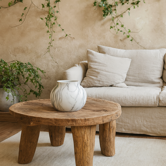 White Marble Effect Ceramic Planter