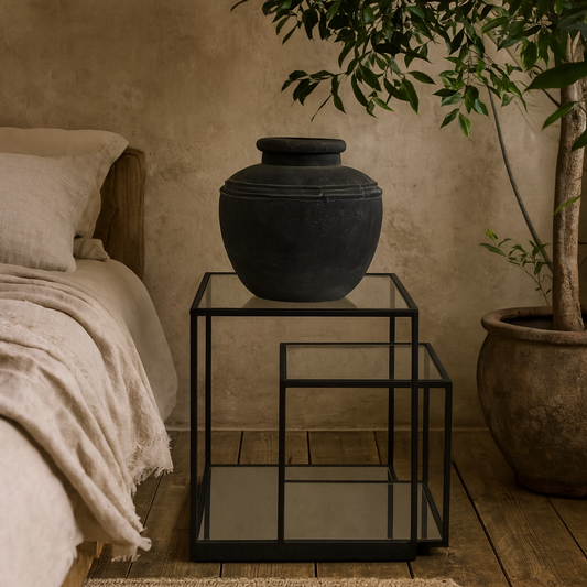 Dark Grey Etched Top Ceramic Garden Planter