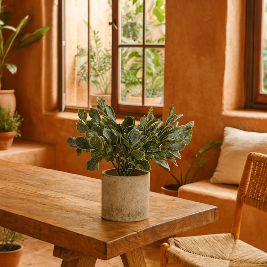 Small Artificial Giana Eucalyptus Plant In Grey Ceramic Pot