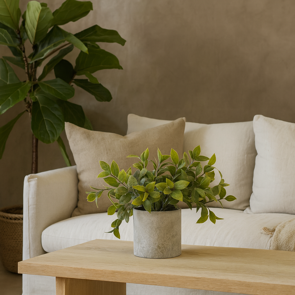 Small Artificial Boxwood Plant In Grey Ceramic Pot