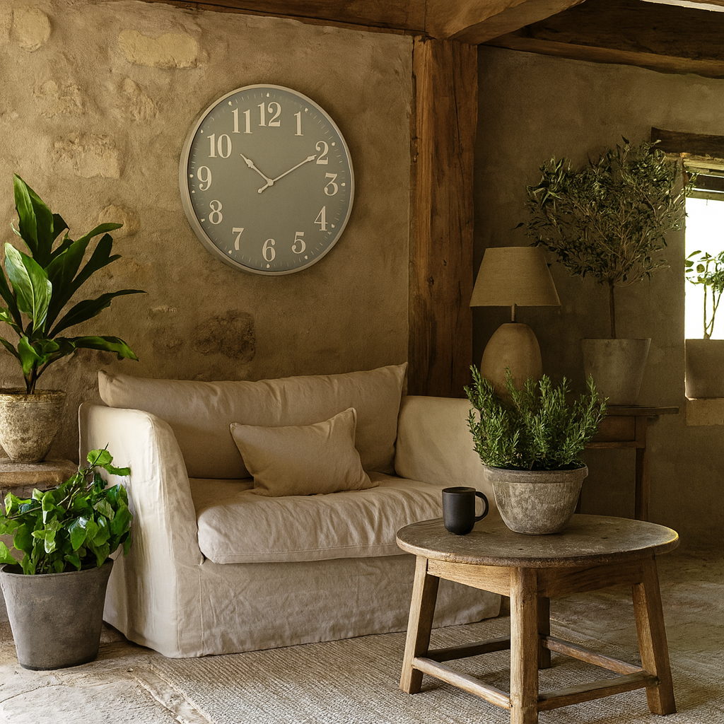 Large 80cm Grey Minimalist Wall Clock with White Numerals