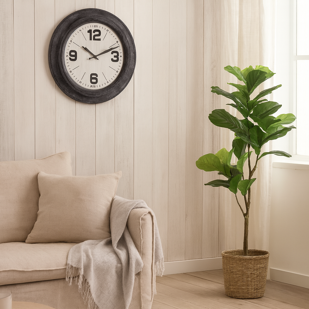 45cm Industrial Distressed Black Framed Wall Clock