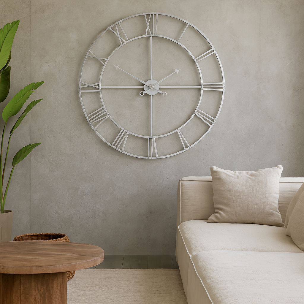 Large 102cm Silver Foil Open Frame Wall Clock