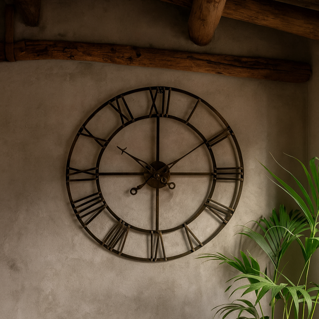 80cm Antique Brass Roman Numerals Open Frame Clock