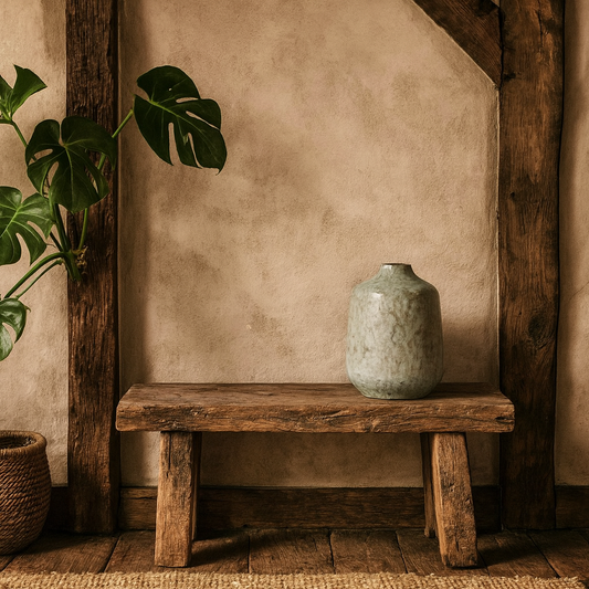 Kala Rustic Ceramic Short Bottle Vase