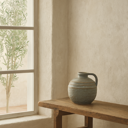 Kala Large Rustic Ceramic Jug Bottle Vase with Handle