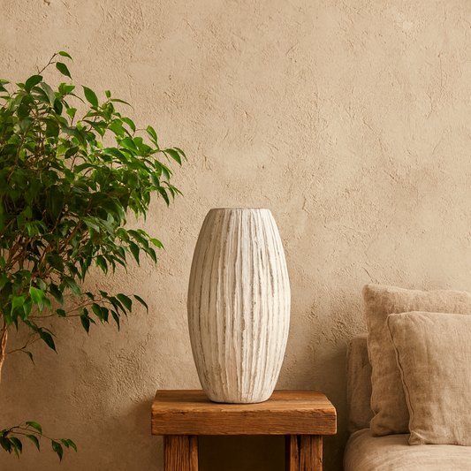 Wildbloom Large White Ceramic Fin Vase