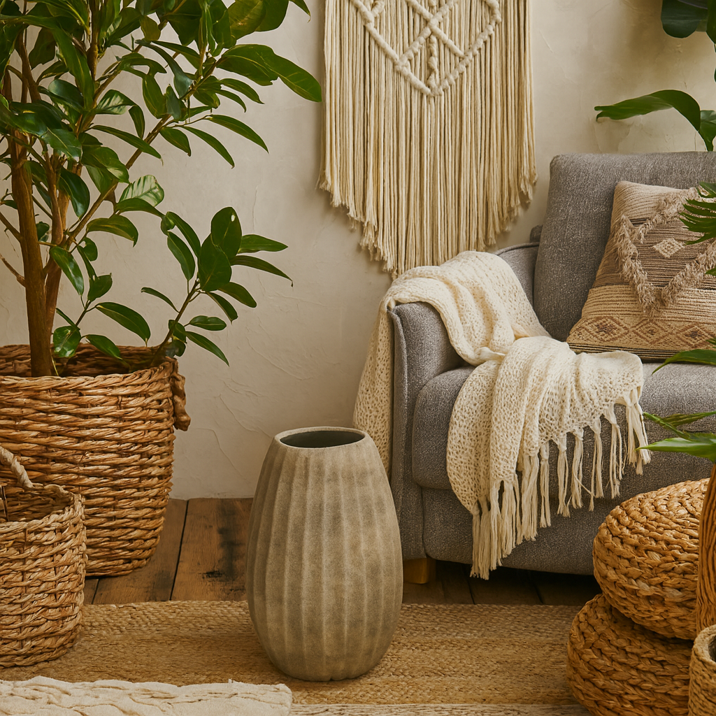 Vale of Lilies Large Grey Aged Olpe Ceramic Vase