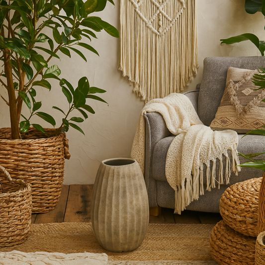 Vale of Lilies Large Grey Aged Olpe Ceramic Vase