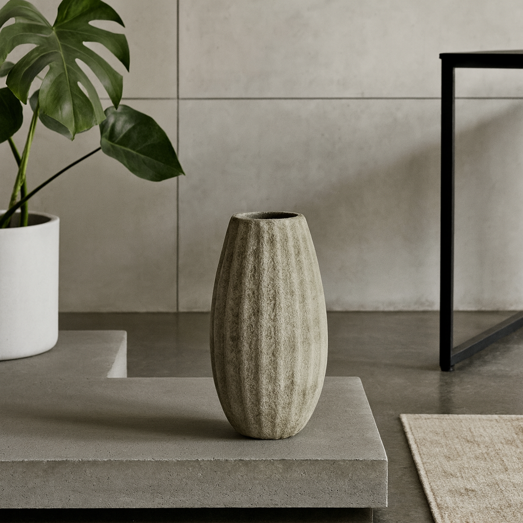 Vale of Lilies Medium Grey Aged Ceramic Vase