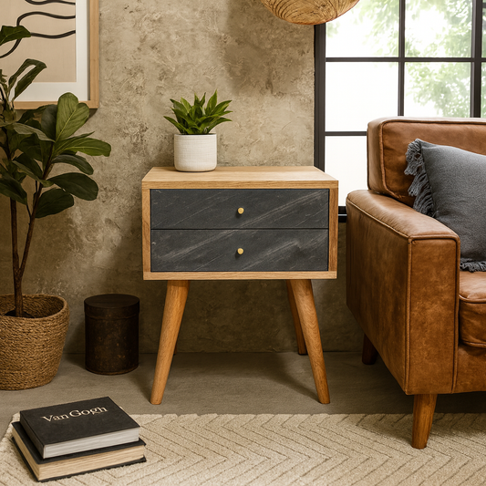 Kailua Natural Mango Wood and Slade Bedside Table
