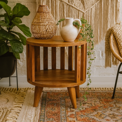 Kaiula Single Mango Wood Shelf Bedside Table