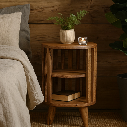 Kaiula Double Shelf Oak Mango Wood Bedside Table