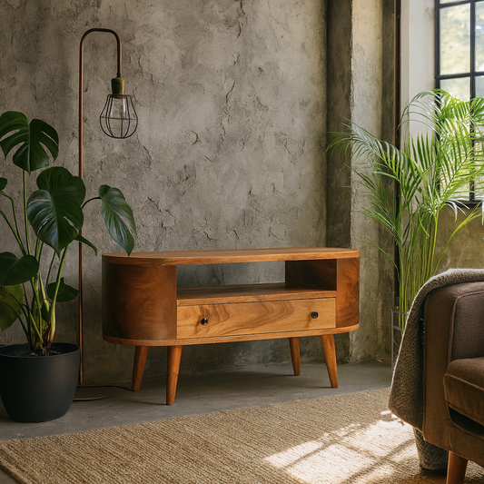 Moustiers Sainte Marie Small Rounded Mango Wood Entertainment Unit