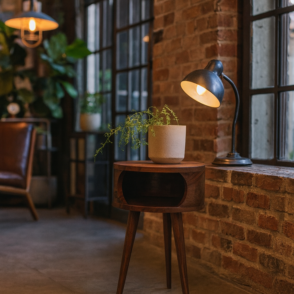 Khrai Open Honey Mango Wood Bedside Table
