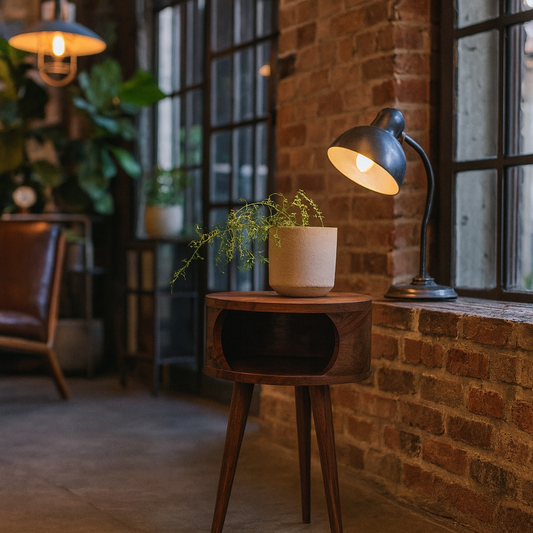 Khrai Open Honey Mango Wood Bedside Table