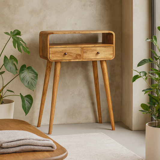 Peschiera Mini Curved Oak Mango Wood Console Table