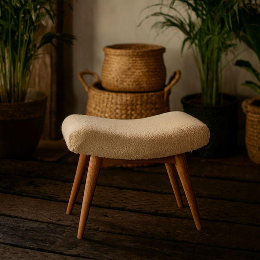 Olbia Boucle Cream Curved Bench Mango Legs