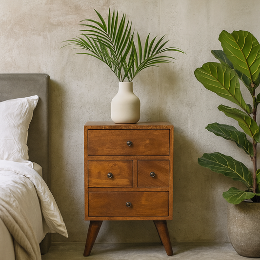 Nong Song Hong 4 Drawer Multi Chestnut Mango Wood Bedside
