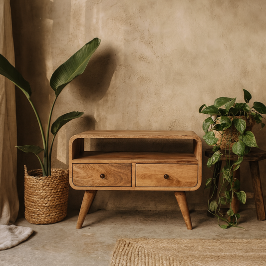 Peschiera Mini Curved Oak Mango Wood TV Media Unit