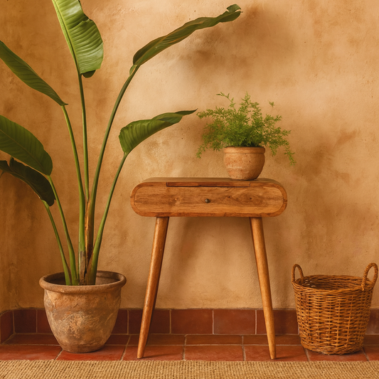 Parma Mini Oak Mango Wood Round Dressing Table
