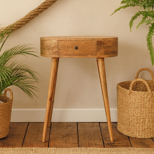 Chioggia Mini Oak Mango Wood Console Table with Drawer