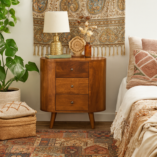 Olbia Mini Chestnut Mango Wood Cabinet 3 Drawers