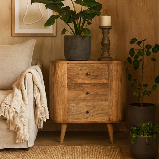 Parma Mini Oak Mango Wood Cabinet 3 Drawers