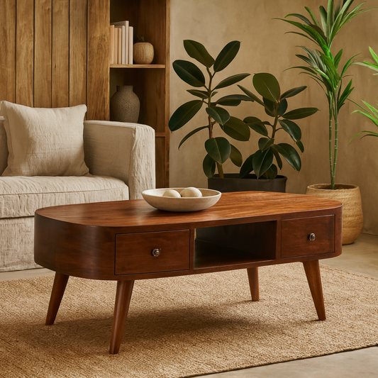 Rawai Chestnut Mango Wood Round Open TV Media Unit