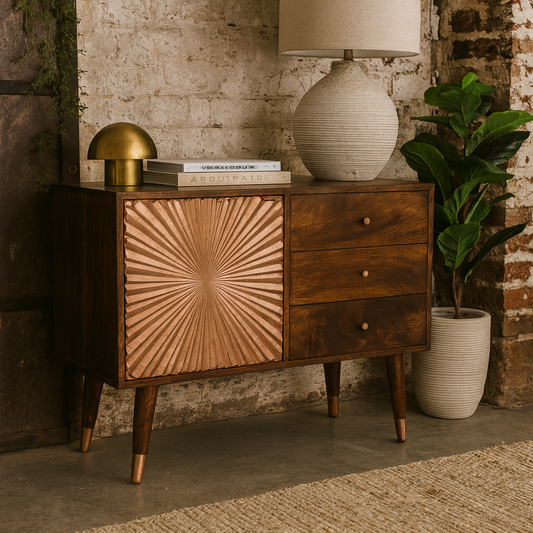 Trento Copper Sideboard with 3 Drawers and Door