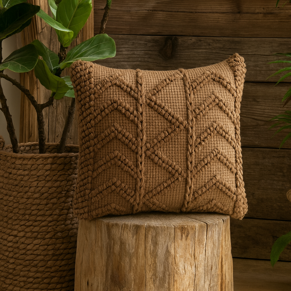 Set of 2 Snowshill Coffee Zig Zag Handwoven Coffee Cushion Covers
