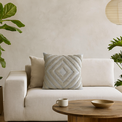 Set of 2 Apricale Grey Diamond Cushion Covers