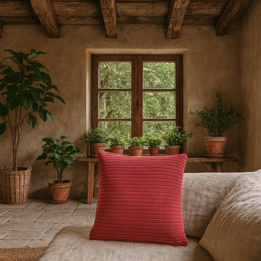 Set of 2 Verezzi Ribbed Red Cushion Covers