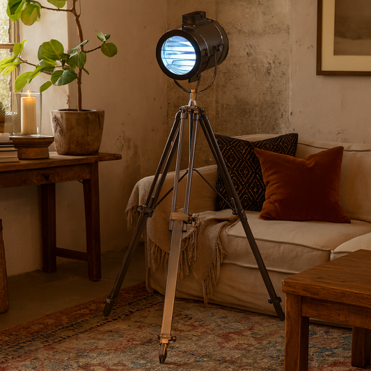 Modena Chrome Tripod Spotlight Floor Lamp